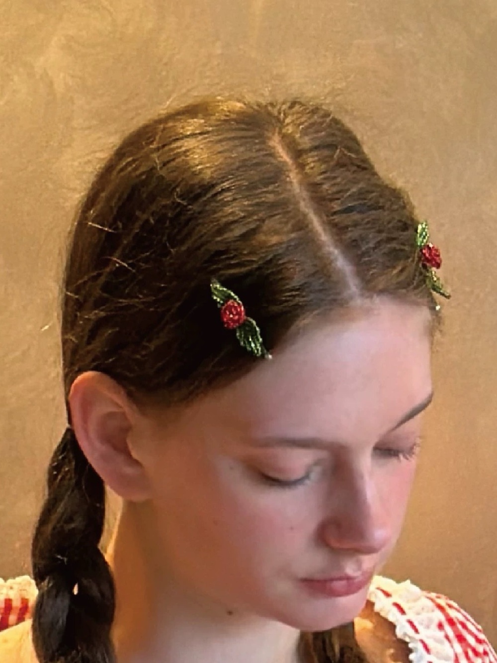 Glass beads Rose flower hair clips